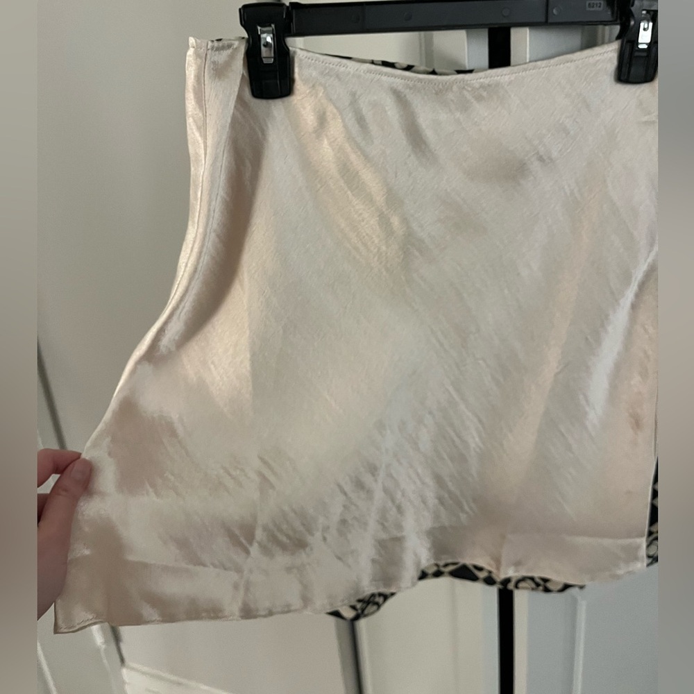 ASOS cream mini silk skirt